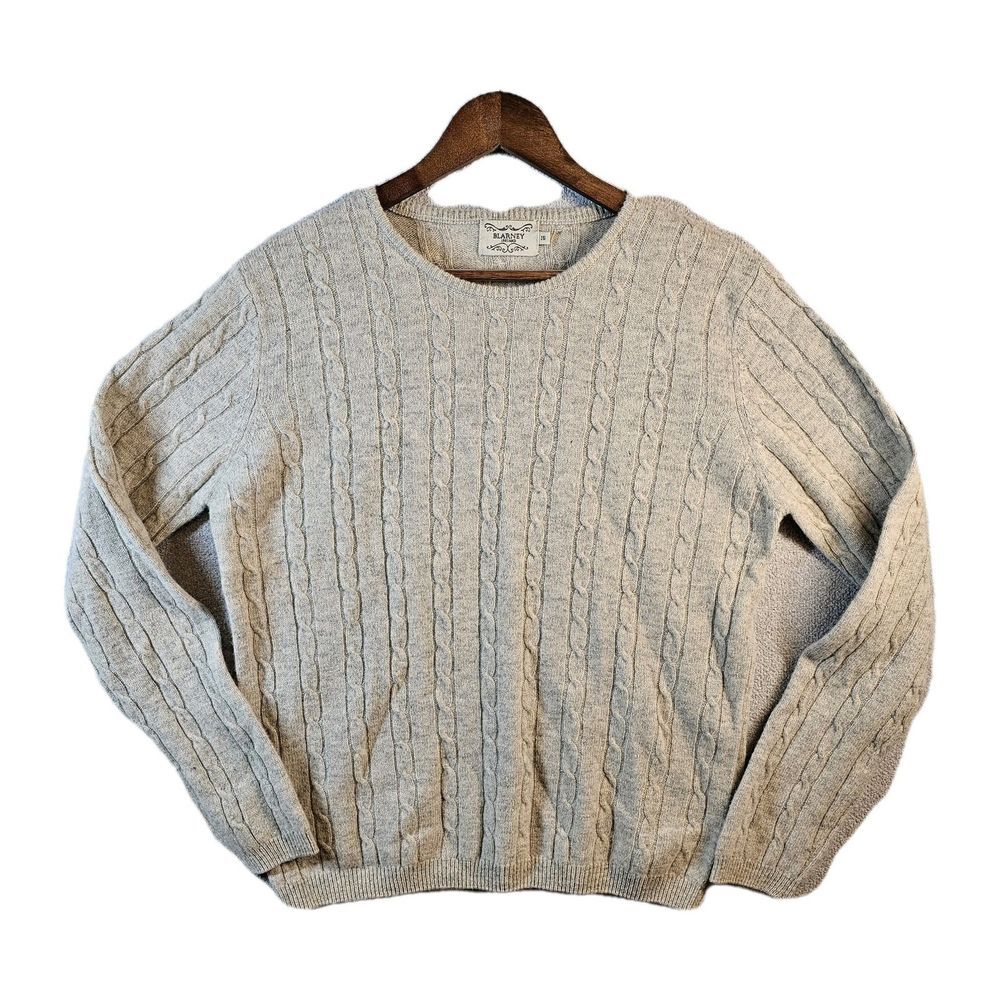 Blarney Ireland Cable Knit Fisherman Sweater Cottagecore Tan‎ 100% Wool 16